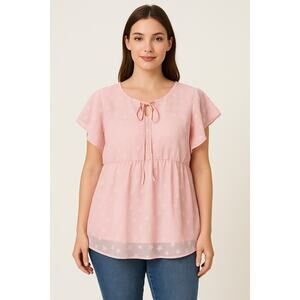 BloomChic Women 18/20 Pink Star Flutter Sleeve Top Whimsygoth Coquette casual